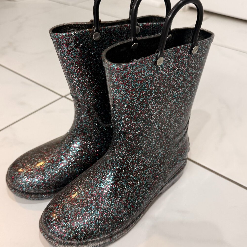 Western Chief Girls' Glitter PVC Rain Boots - Round Toe - Size 1 girls